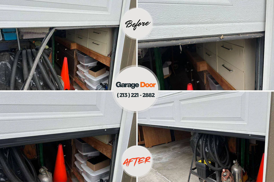 Before and after: garage door repair Center Point, AL